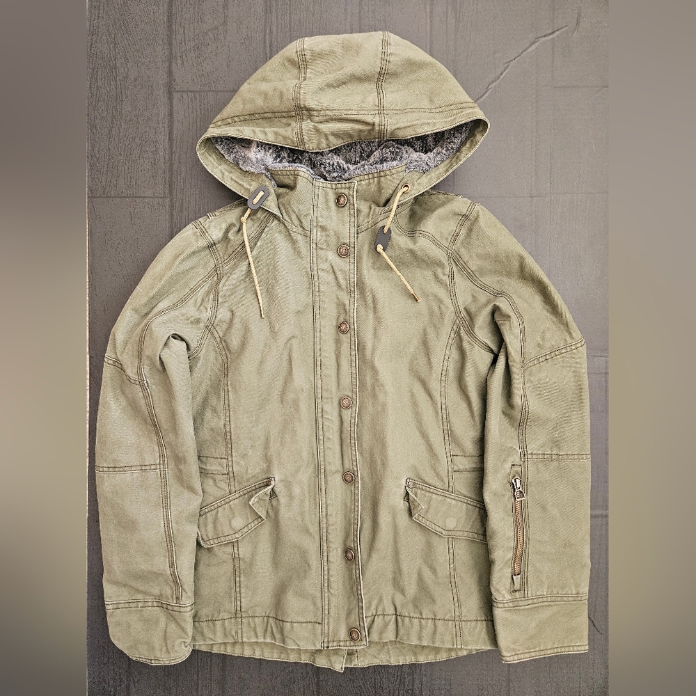 Noble Outfitters Olive Hooded Jacket. Size small.